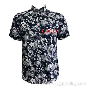 Hawaiian print pattern short sleeve shirts for men